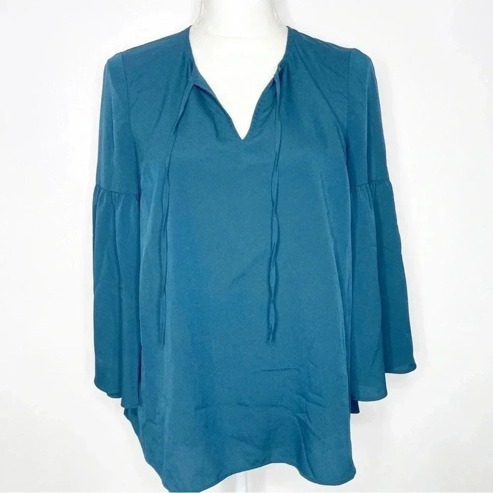 Boden Polly Long Sleeve Peasant Teal Blouse Size 2